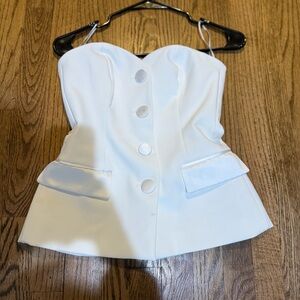 White Strapless Buttoned Top